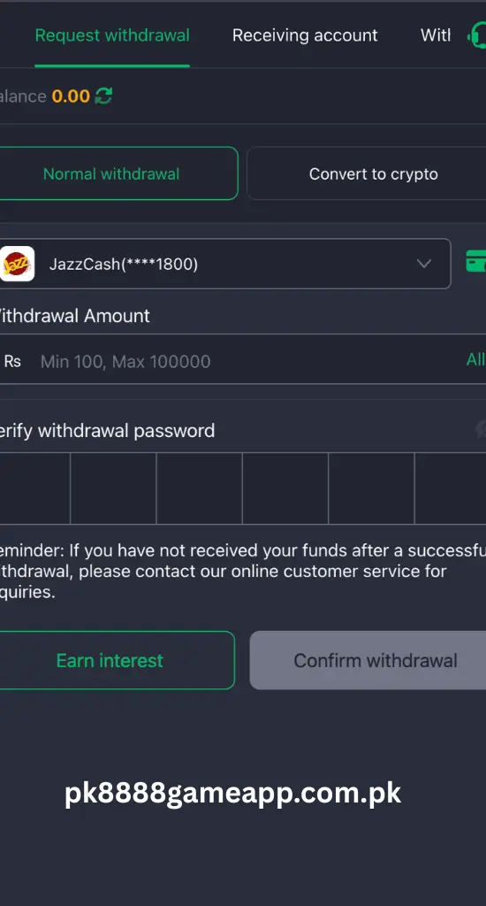 pk8888 withdraw